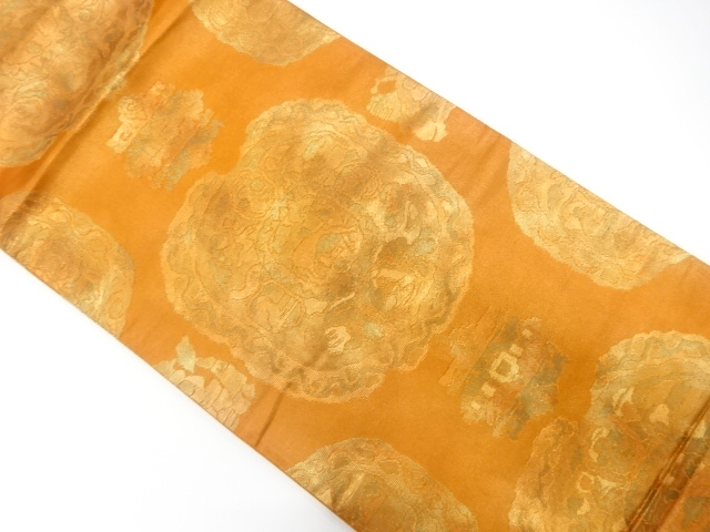 JAPANESE KIMONO / ANTIQUE FUKURO OBI / SILK / WOVEN FLOWER CREST